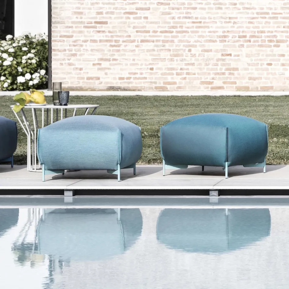 Pouf de jardin en tissu avec pieds en métal Made in Italy - Beurre Viadurini