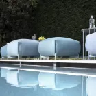 Pouf de jardin en tissu avec pieds en métal Made in Italy - Beurre Viadurini