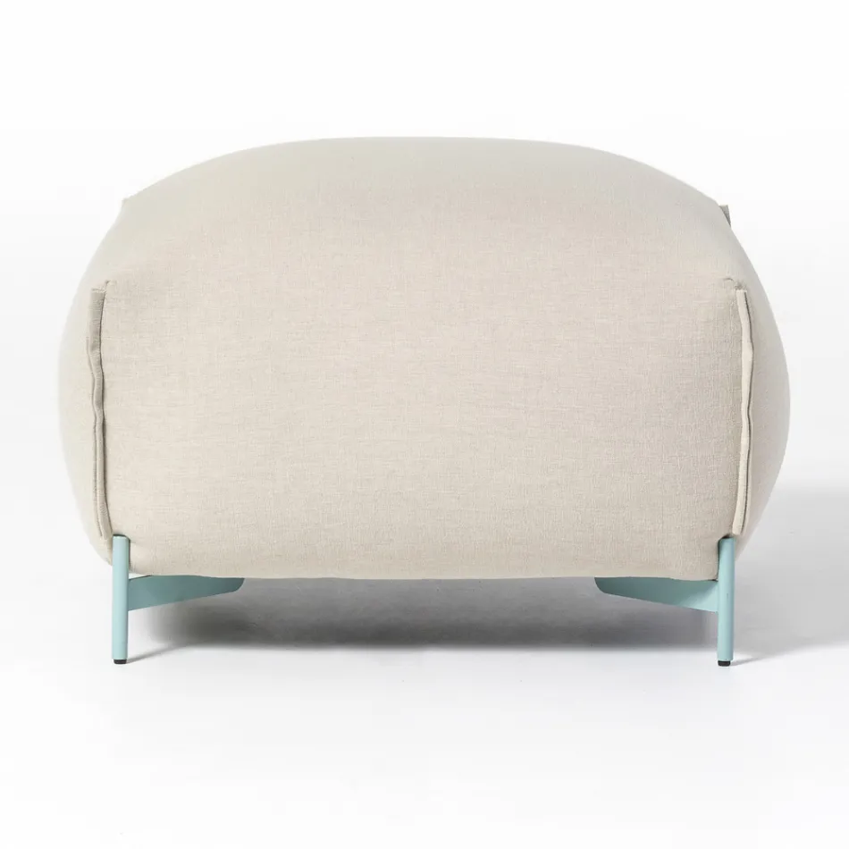 Pouf de jardin en tissu avec pieds en métal Made in Italy - Beurre Viadurini