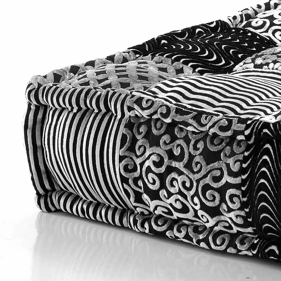 Pouf carré ethnique en tissu patchwork ou velours - Fibre Viadurini