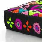 Pouf carré ethnique en tissu patchwork ou velours - Fibre Viadurini