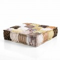 Pouf carré ethnique en tissu patchwork ou velours - Fibre