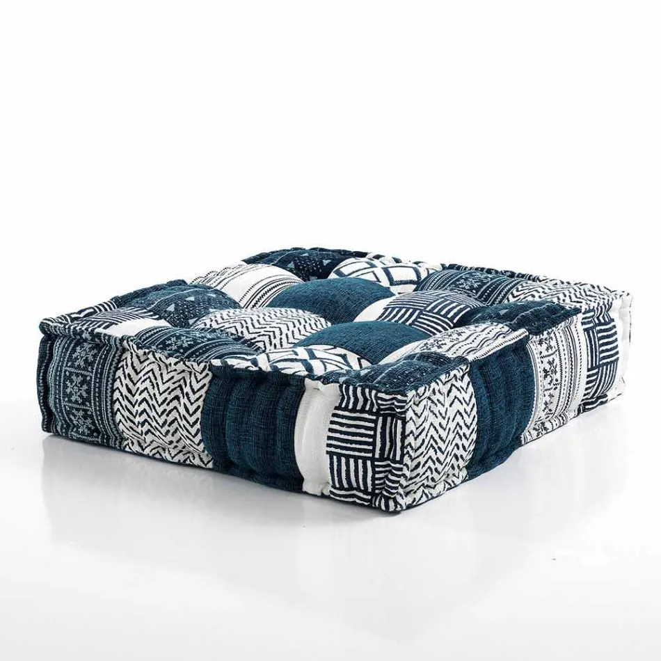 Pouf carré ethnique en tissu patchwork ou velours - Fibre Viadurini
