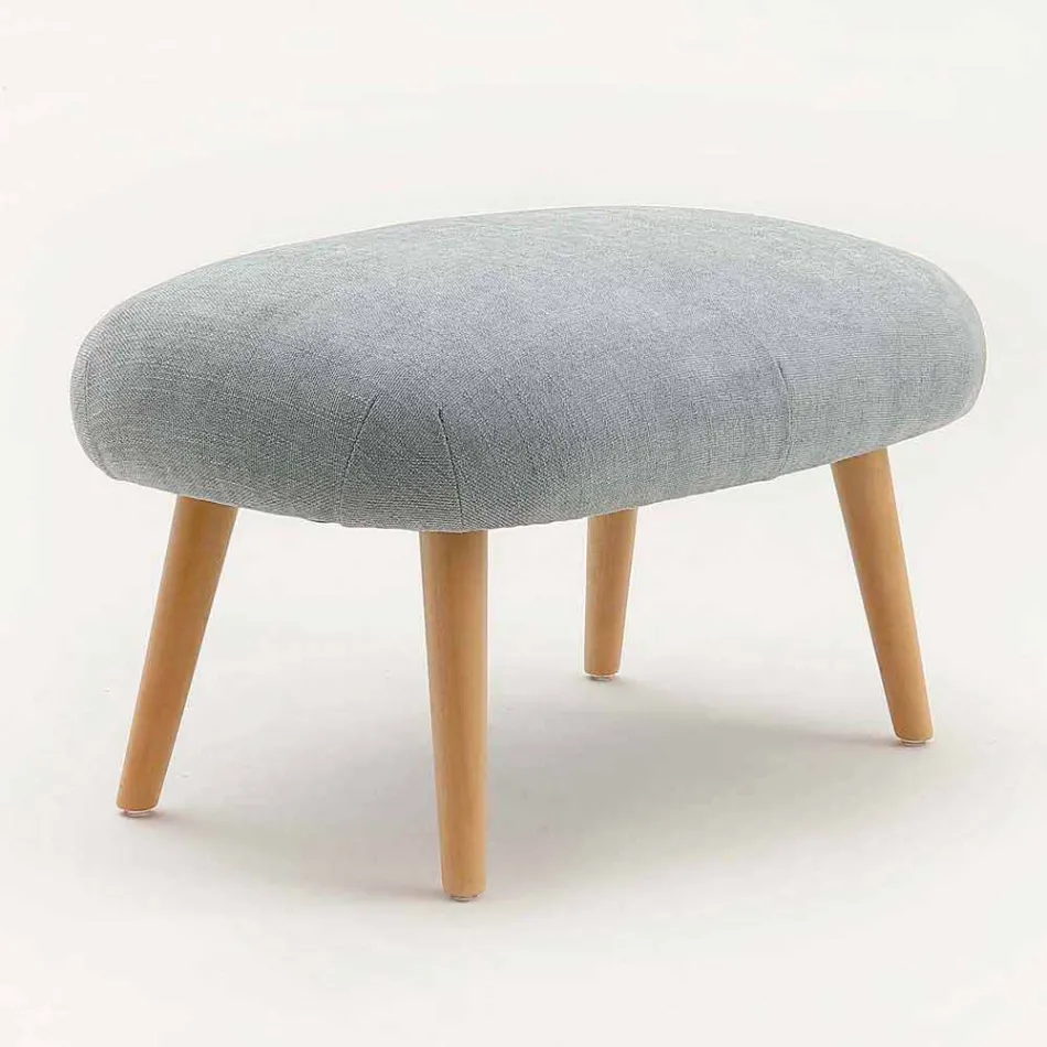 Pouf design en bois de hêtre et tissu moderne fabriqué en Italie Arezzo Viadurini