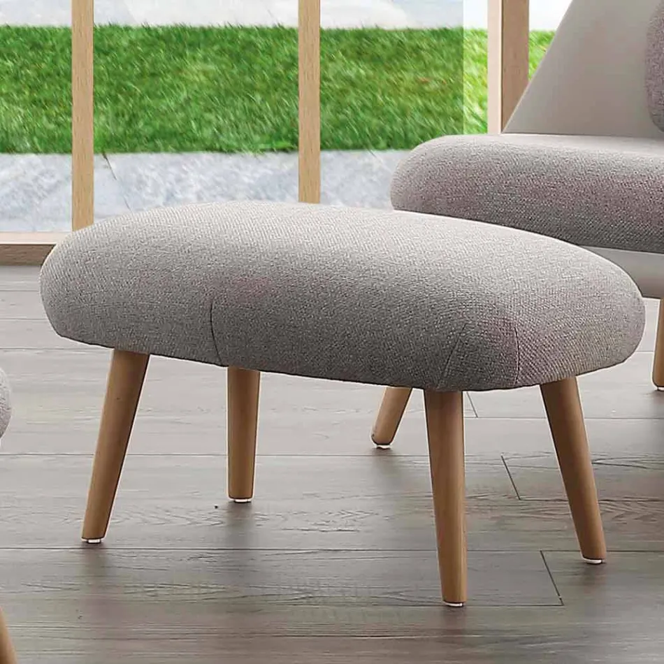 Pouf design en bois de hêtre et tissu moderne fabriqué en Italie Arezzo Viadurini