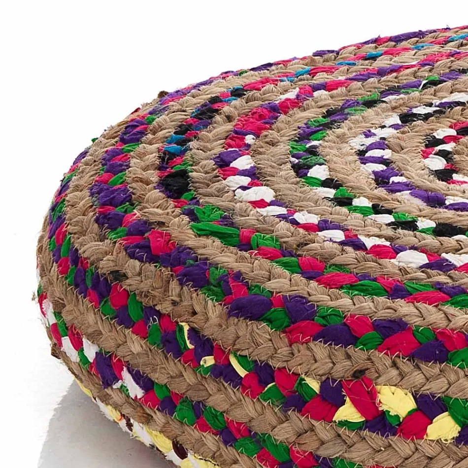 Pouf en Jute et Polystyrène de 2 Tailles Différentes - Rouille Viadurini