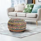 Pouf en Jute et Polystyrène de 2 Tailles Différentes - Rouille Viadurini