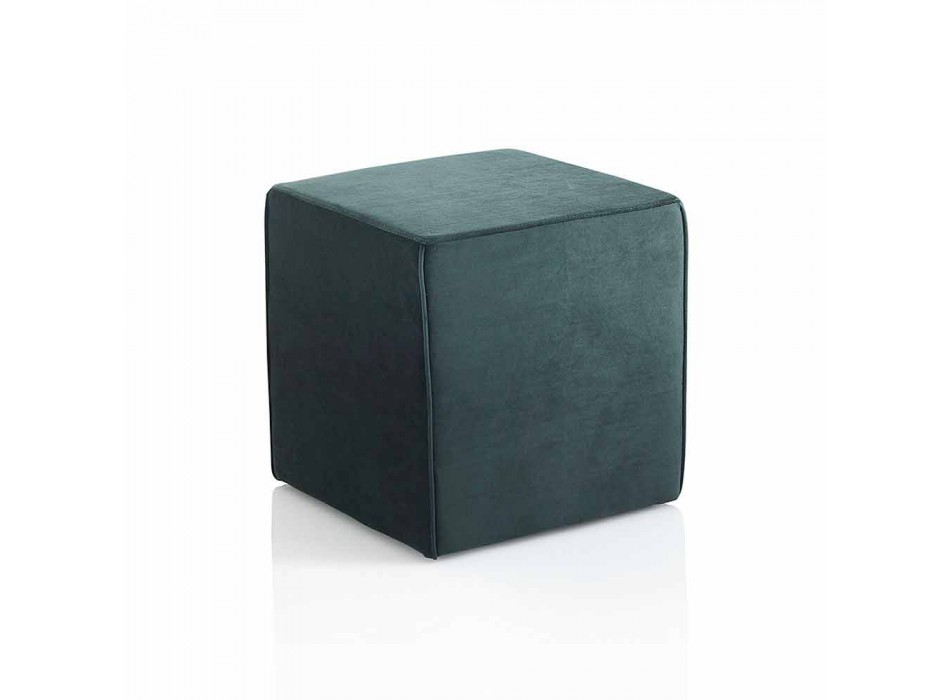 Pouf carré moderne rembourré et recouvert de velours vert - Fuffi Viadurini