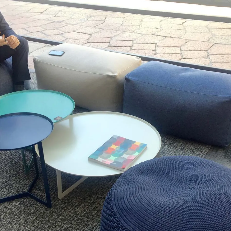 Pouf Ottoman Rectangulaire Doux pour Intérieur et Extérieur en Tissu - Naemi Viadurini