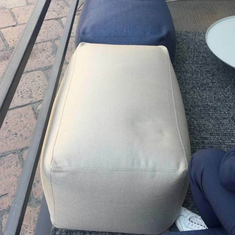 Pouf Ottoman Rectangulaire Doux pour Intérieur et Extérieur en Tissu - Naemi Viadurini