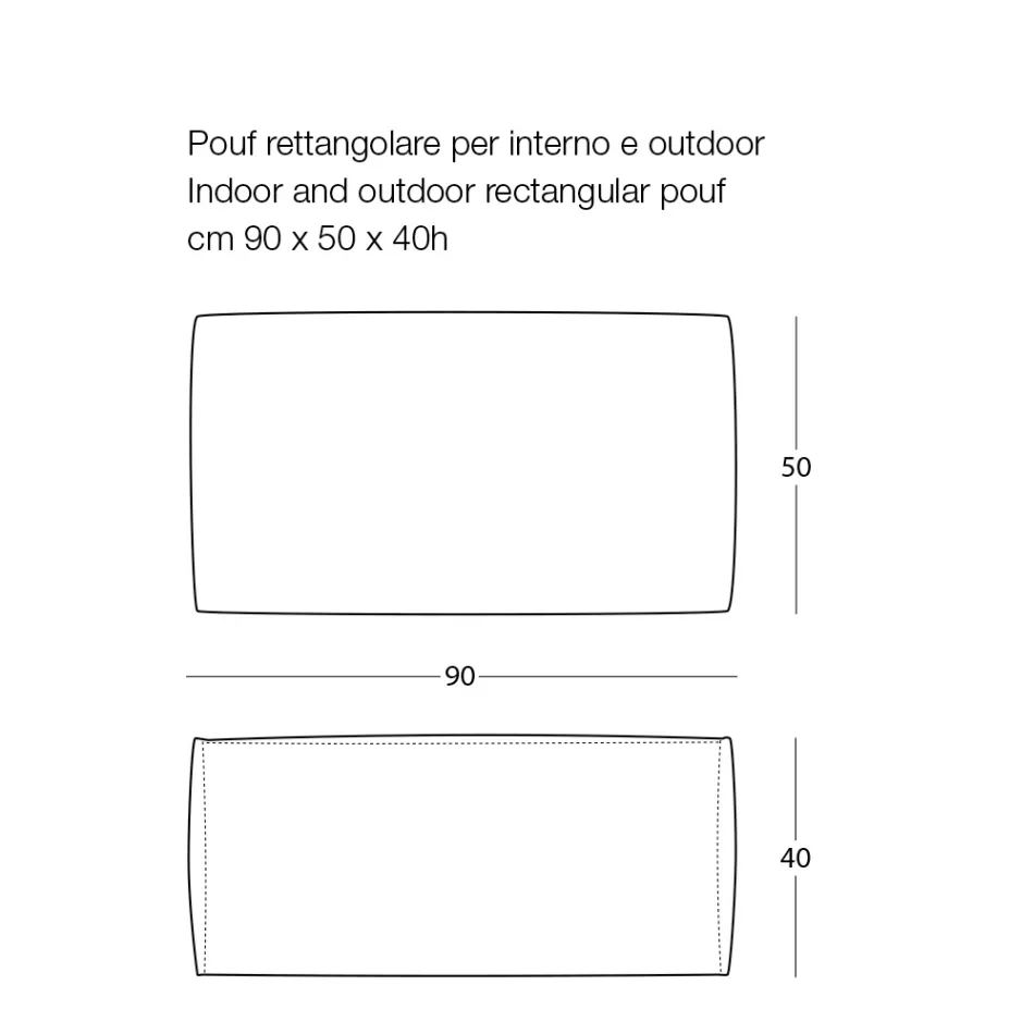Pouf Ottoman Rectangulaire Doux pour Intérieur et Extérieur en Tissu - Naemi Viadurini