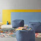 Pouf carré doux pour l'intérieur et l'extérieur en tissu de différentes couleurs - Naemi Viadurini