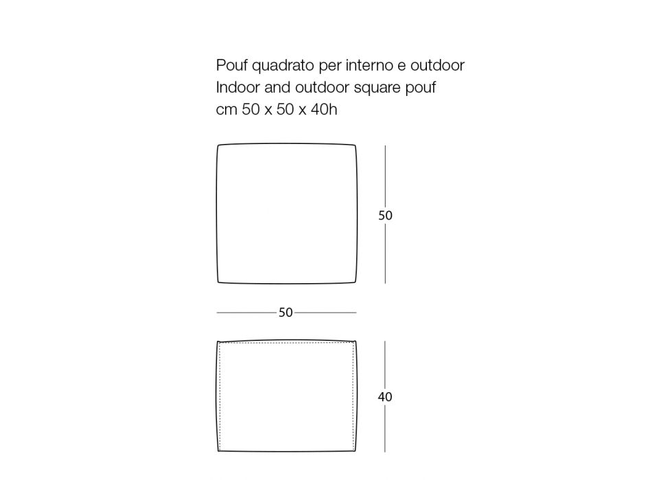 Pouf carré doux pour l'intérieur et l'extérieur en tissu de différentes couleurs - Naemi Viadurini