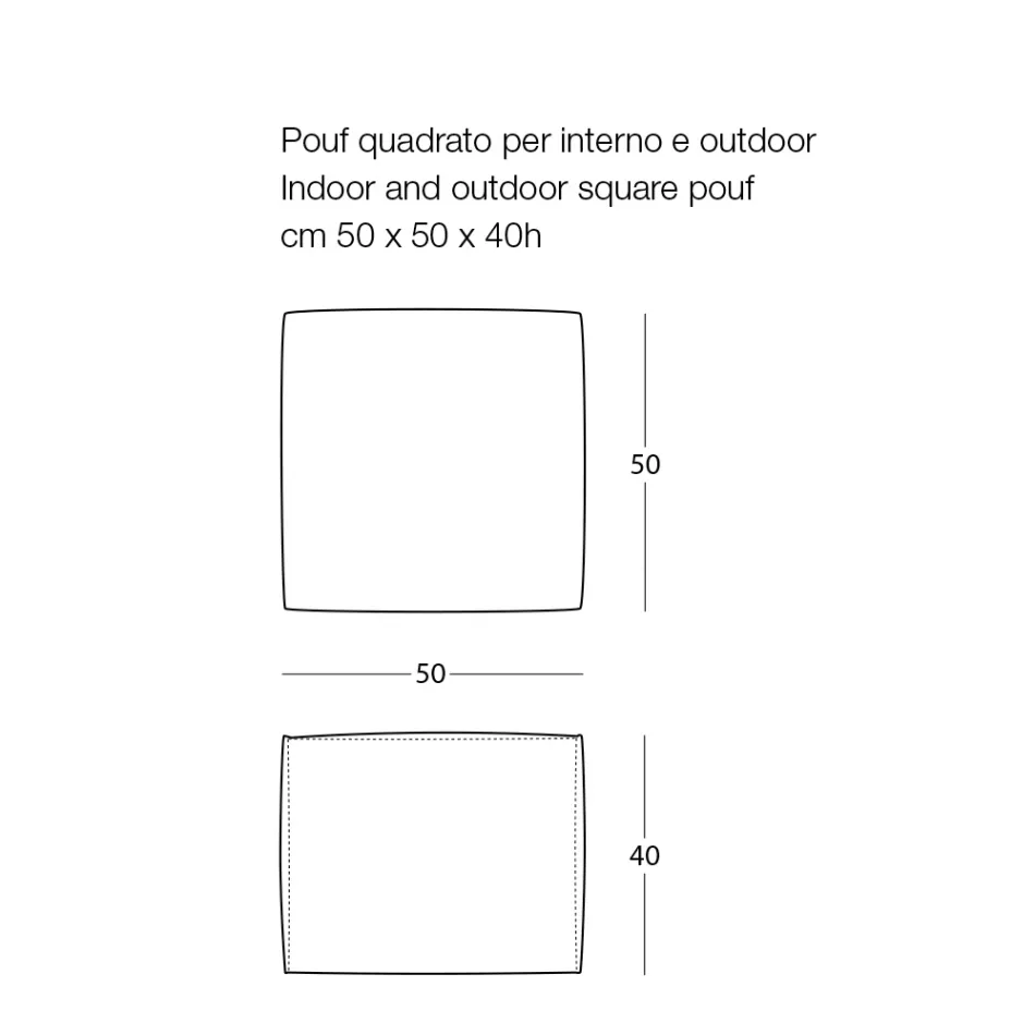 Pouf carré doux pour l'intérieur et l'extérieur en tissu de différentes couleurs - Naemi Viadurini