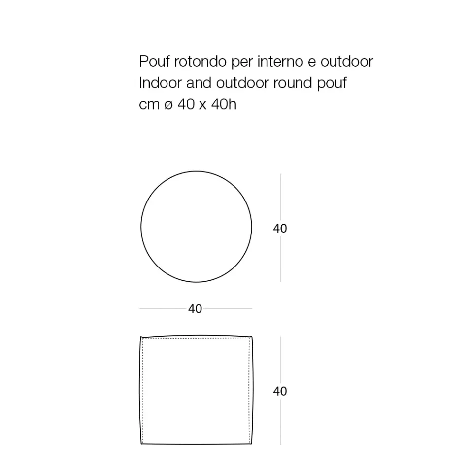 Pouf rond doux pour salon intérieur ou extérieur en tissu coloré - Naemi Viadurini