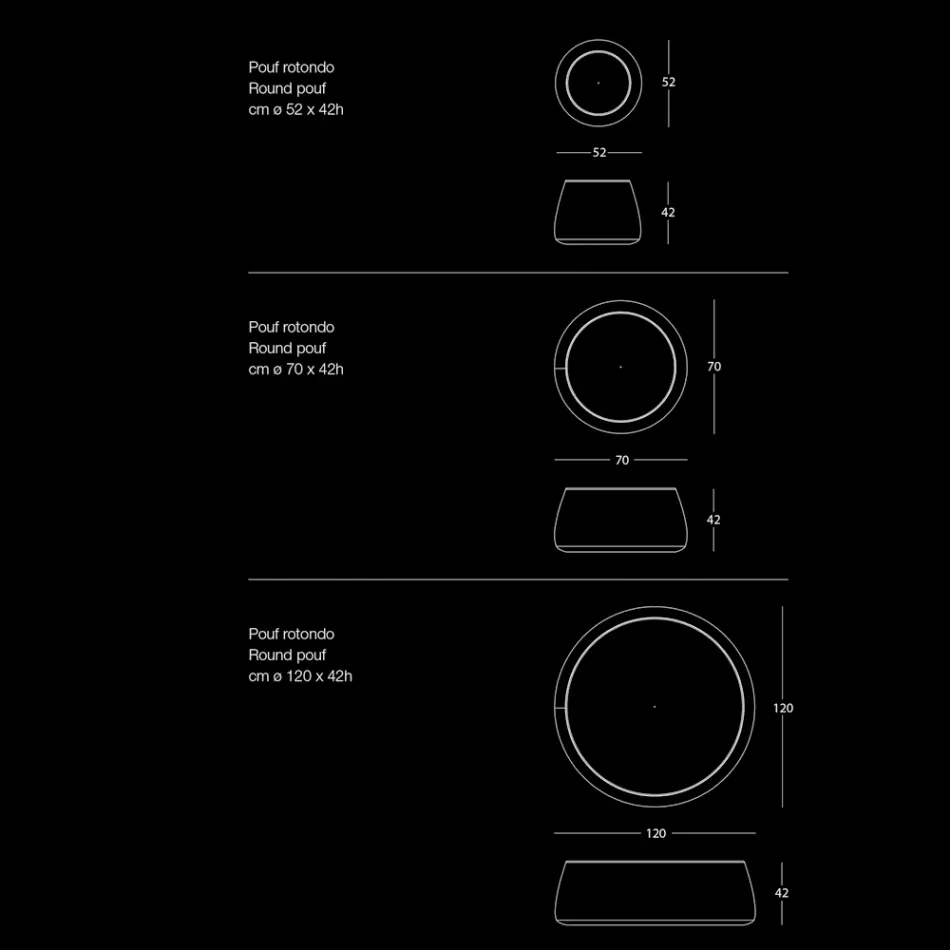 Pouf Ottoman Rond pour le Salon en Chenille Colorée 3 Tailles - Evelyne Viadurini