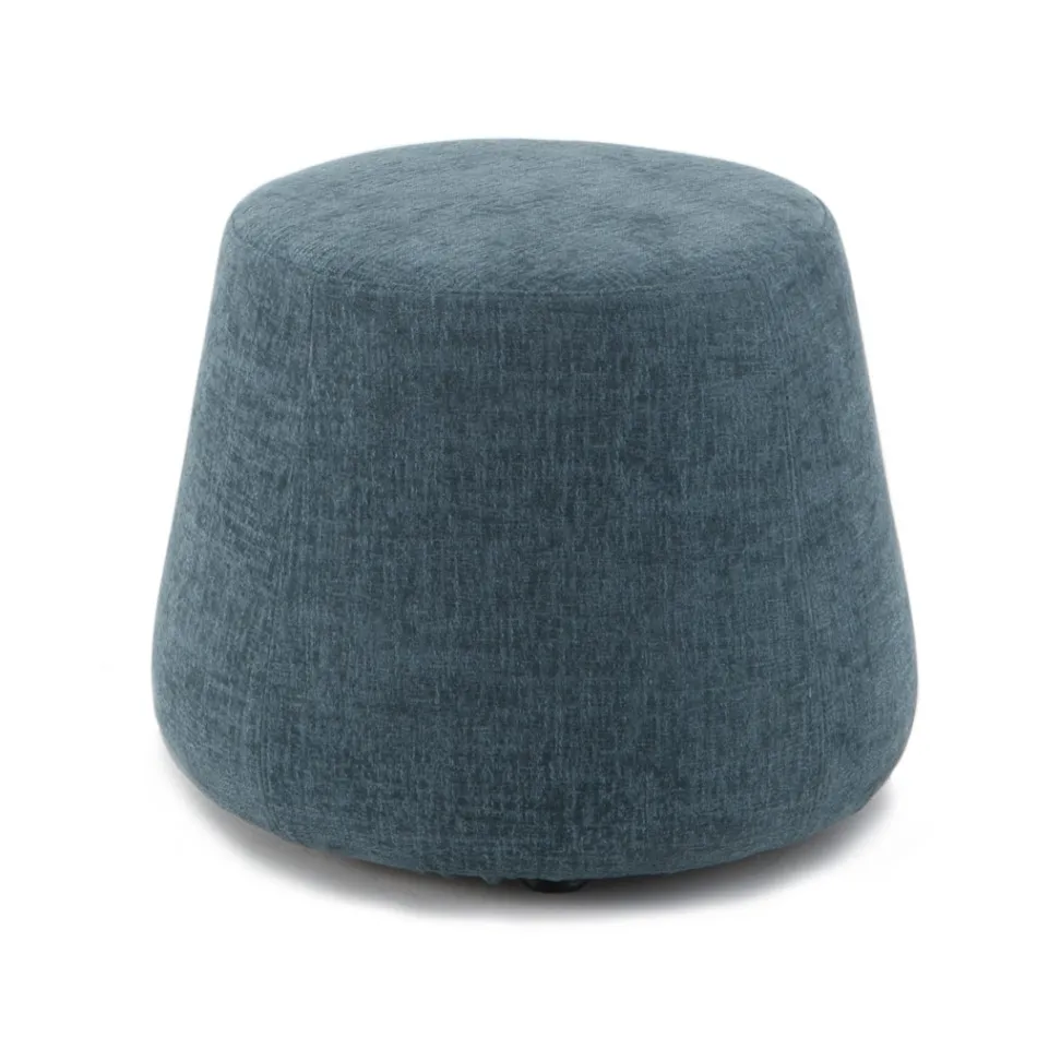 Pouf Ottoman Rond pour le Salon en Chenille Colorée 3 Tailles - Evelyne Viadurini