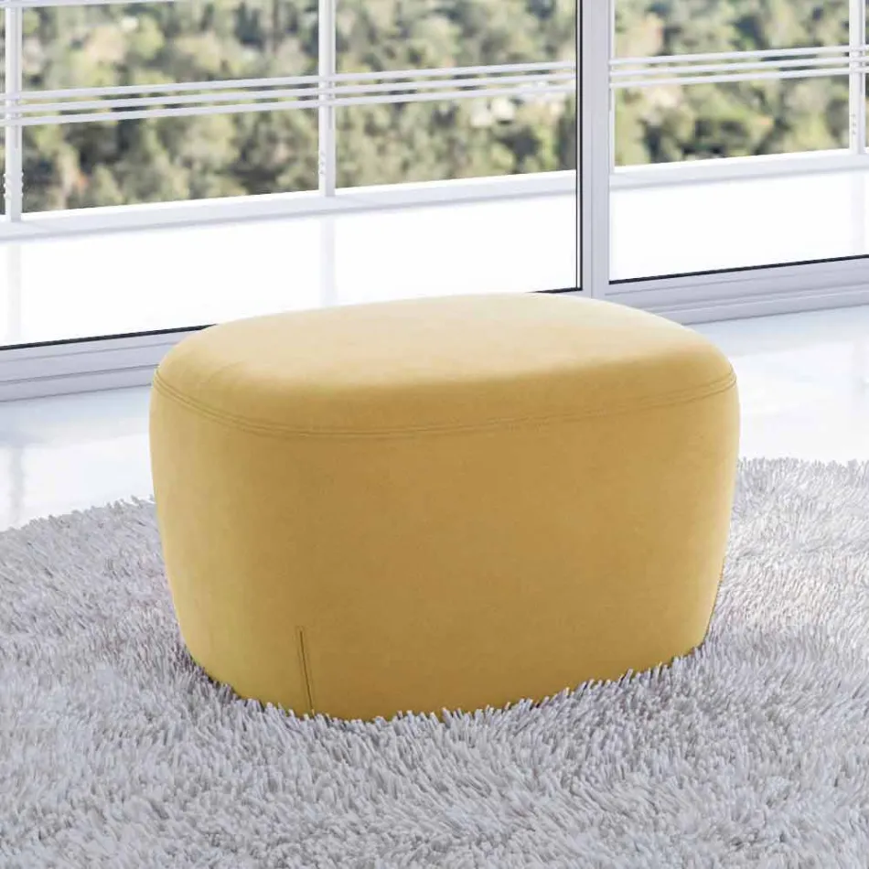 Pouf Carré Repose-Pieds Rembourré et Recouvert de Tissu Fabriqué en Italie - Marli Viadurini