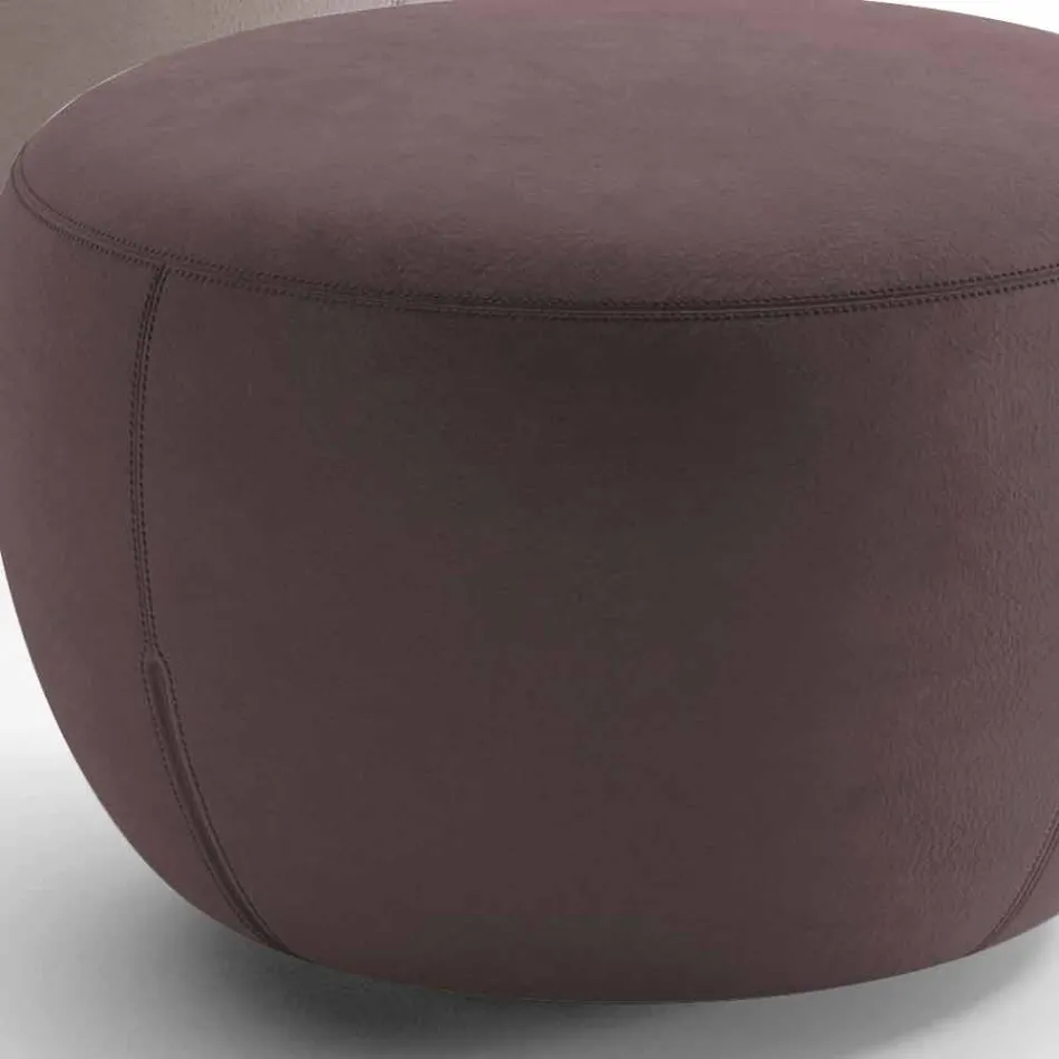 Pouf Repose-Pieds Rond Recouvert de Tissu Fabriqué en Italie - Gigno Viadurini