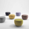 Pouf Repose-Pieds Rond Recouvert de Tissu Fabriqué en Italie - Gigno