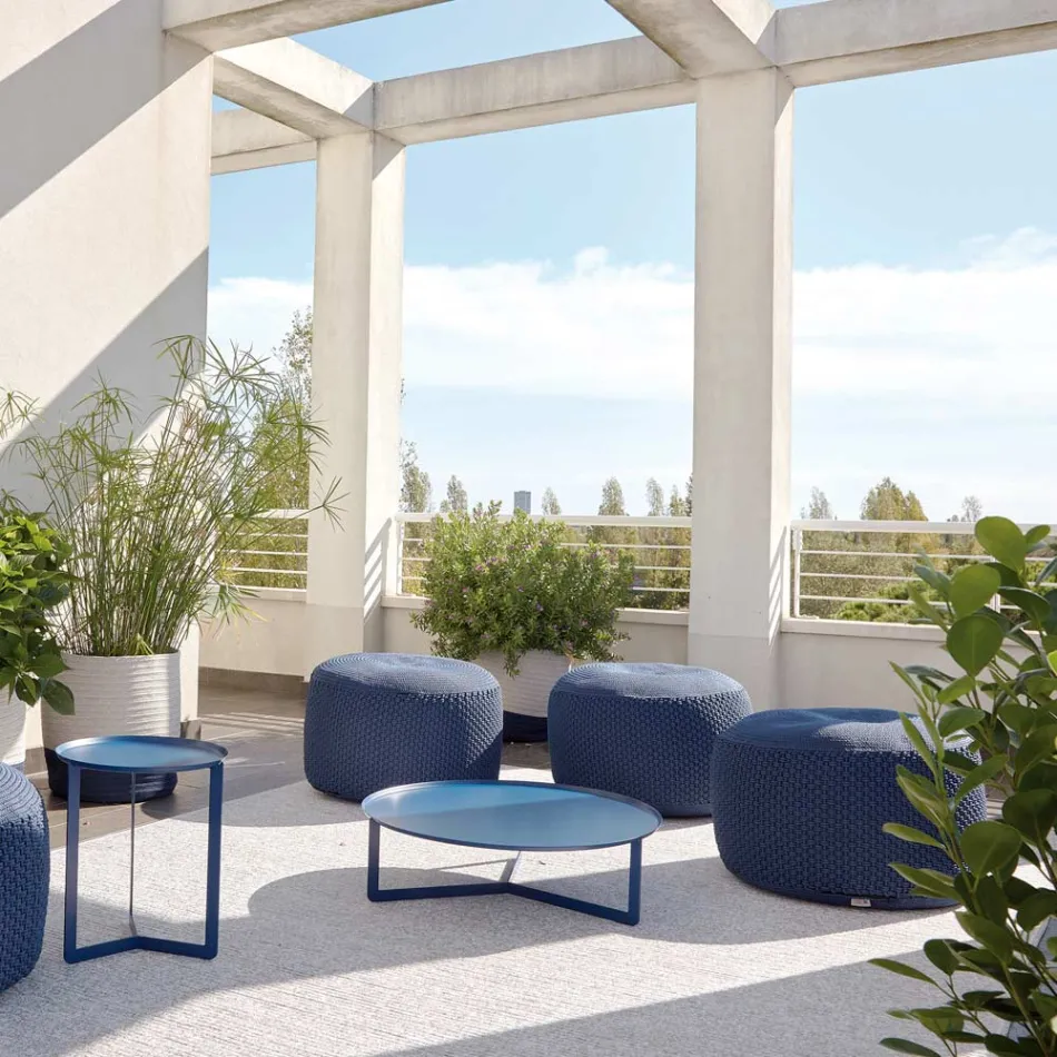 Pouf de jardin rond en polypropylène en 3 couleurs fabriqué en Italie - Francisco Viadurini