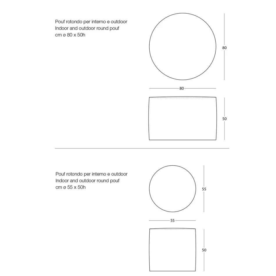Pouf de jardin rond en polypropylène en 3 couleurs fabriqué en Italie - Francisco Viadurini