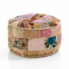 Pouf rond de design ethnique en tissu patchwork ou velours - Fibre Viadurini