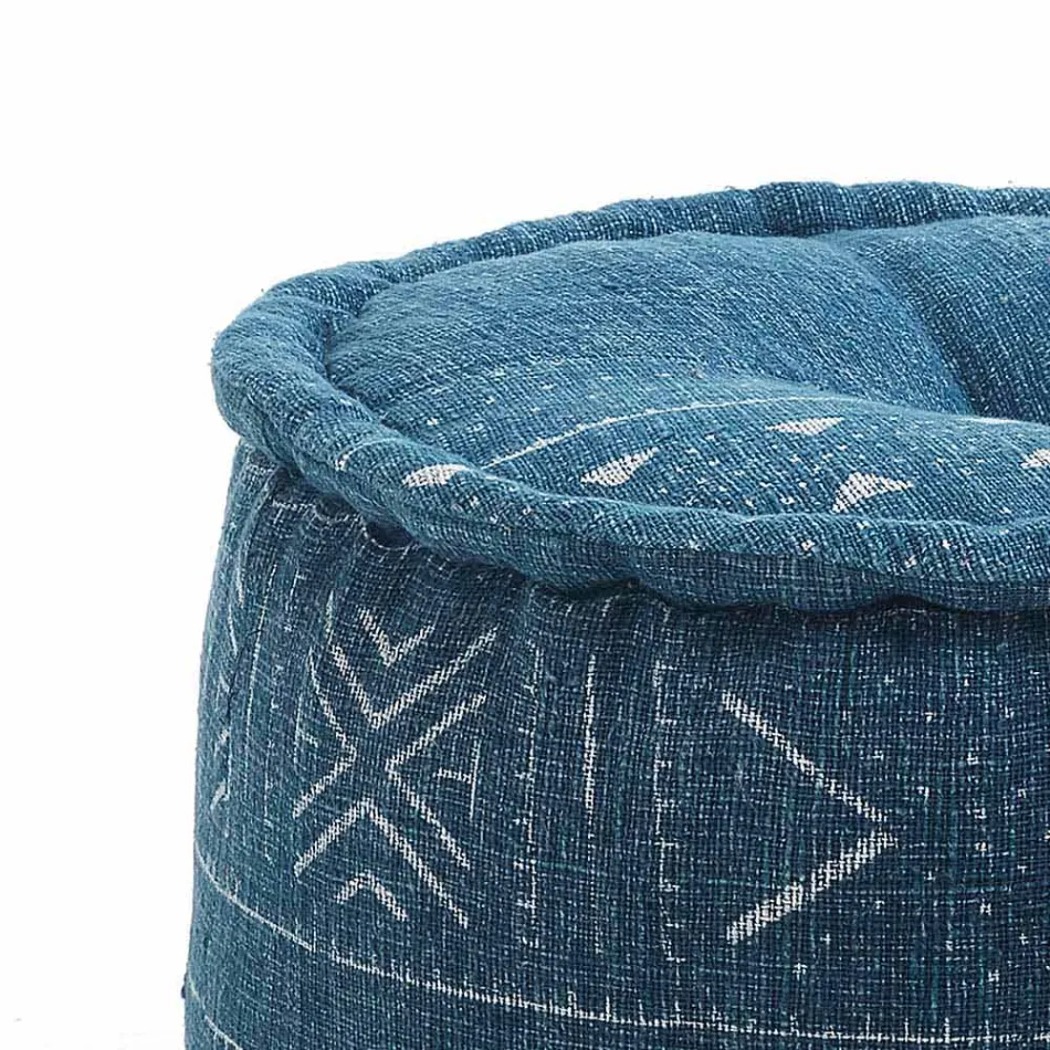 Pouf rond de design ethnique en tissu patchwork ou velours - Fibre Viadurini
