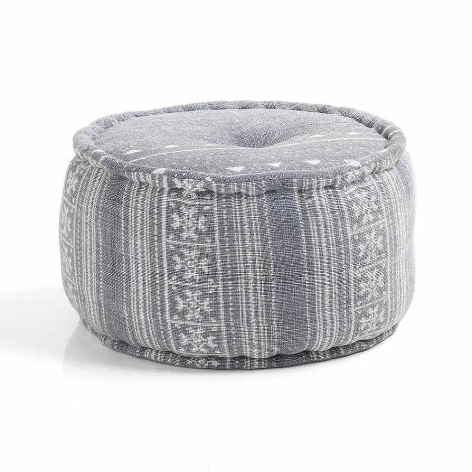 Pouf rond de design ethnique en tissu patchwork ou velours - Fibre Viadurini