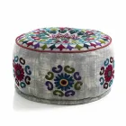 Pouf rond de design ethnique en tissu patchwork ou velours - Fibre Viadurini