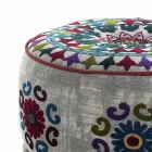 Pouf rond de design ethnique en tissu patchwork ou velours - Fibre Viadurini