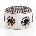 Pouf rond de design ethnique en tissu patchwork ou velours - Fibre Viadurini