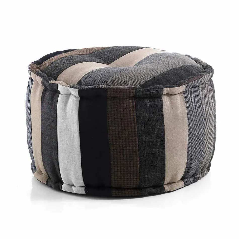 Pouf rond de design ethnique en tissu patchwork ou velours - Fibre Viadurini