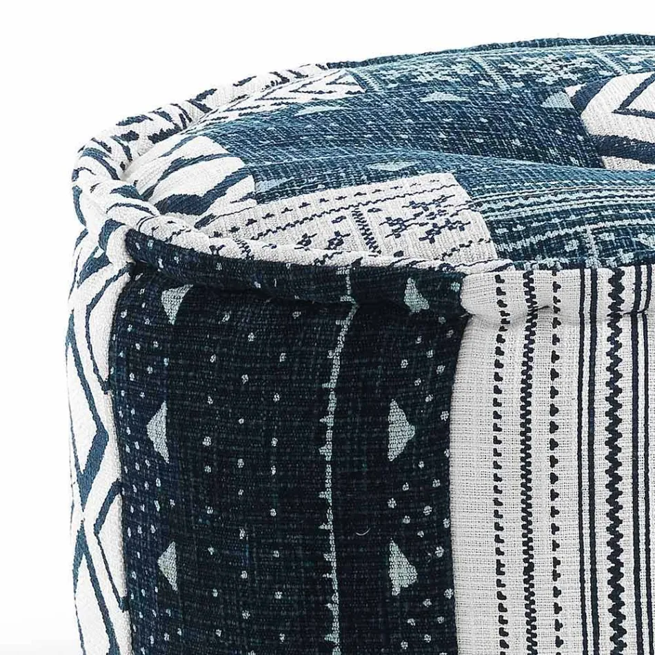 Pouf rond de design ethnique en tissu patchwork ou velours - Fibre Viadurini