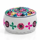 Pouf rond de design ethnique en tissu patchwork ou velours - Fibre Viadurini