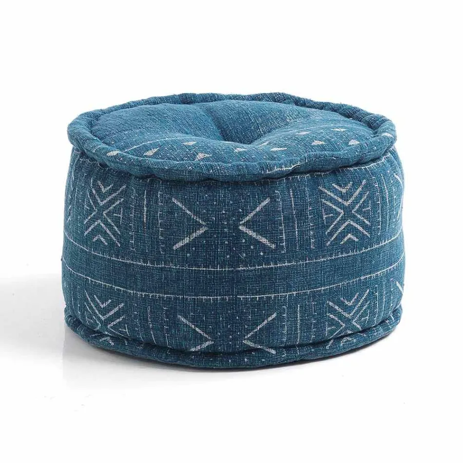 Pouf rond de design ethnique en tissu patchwork ou velours - Fibre Viadurini