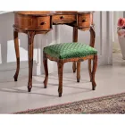 Pouf de style classique en bois de noyer et tissu fabriqué en Italie - Luxe Viadurini