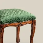 Pouf de style classique en bois de noyer et tissu fabriqué en Italie - Luxe Viadurini