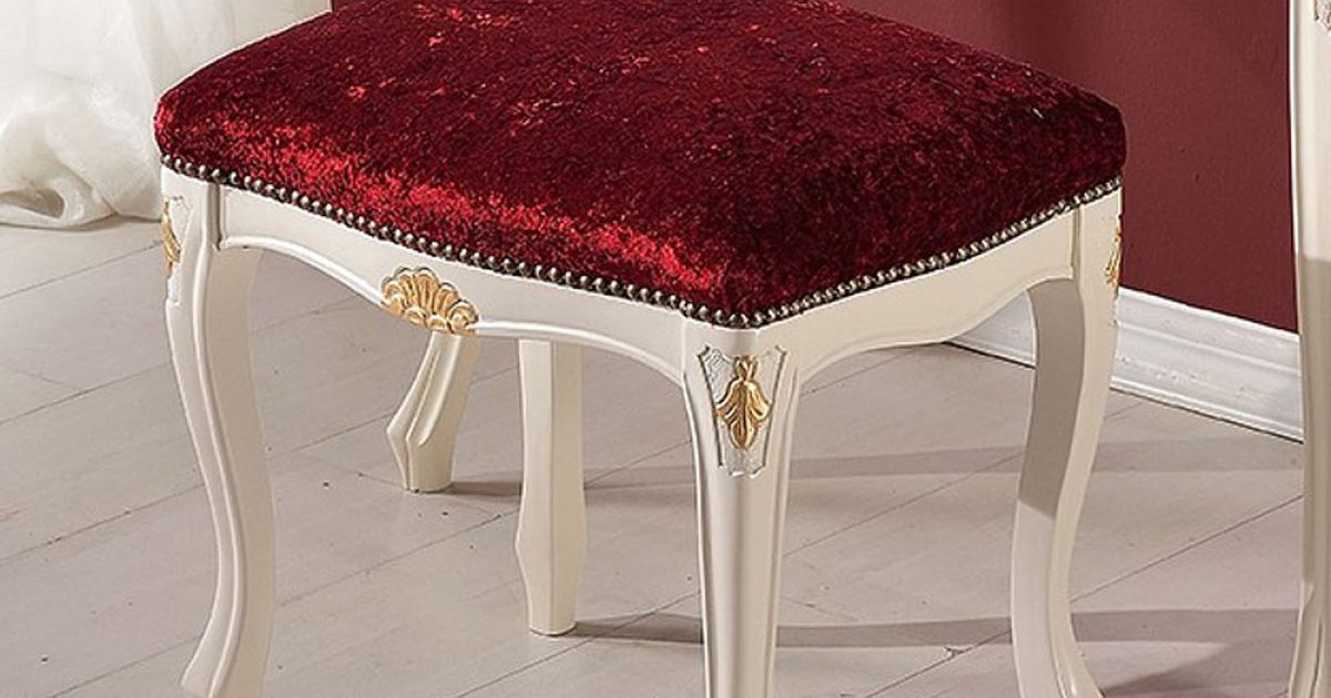 Pouf en bois de noyer et tissu (années 60