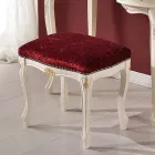 Pouf de style classique en bois de noyer et tissu fabriqué en Italie - Luxe Viadurini