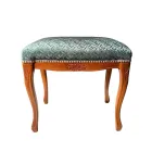 Pouf de style classique en bois de noyer et tissu fabriqué en Italie - Luxe Viadurini