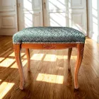Pouf de style classique en bois de noyer et tissu fabriqué en Italie - Luxe Viadurini