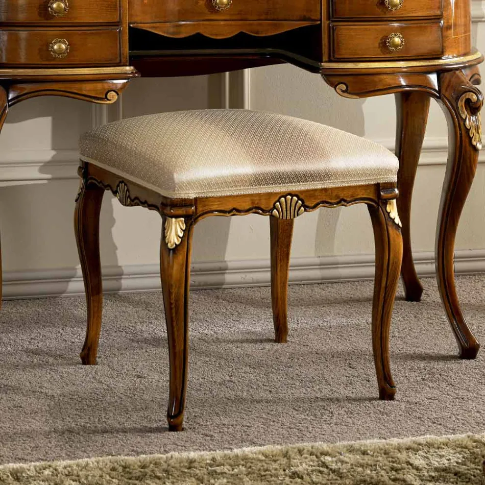 Pouf de style classique en bois recouvert de tissu Made in Italy - Cambrige Viadurini