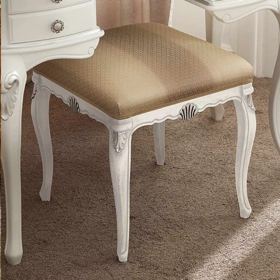 Pouf de style classique en bois recouvert de tissu Made in Italy - Cambrige Viadurini