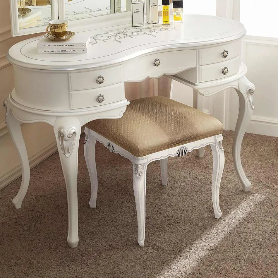 Pouf de style classique en bois recouvert de tissu Made in Italy - Cambrige Viadurini