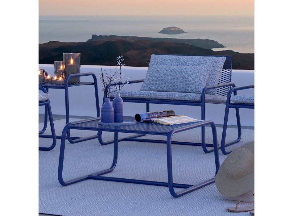 Pouf Table Basse pour le Jardin Design en Métal Coloré Made in Italy - Karol Viadurini