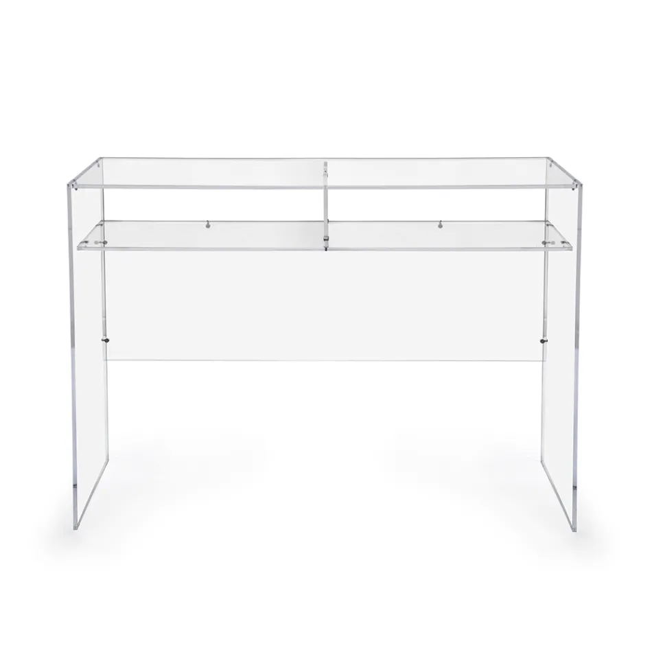 Bureau pratique autoportant en plexiglas transparent, fabriqué en Italie - Ghea Viadurini