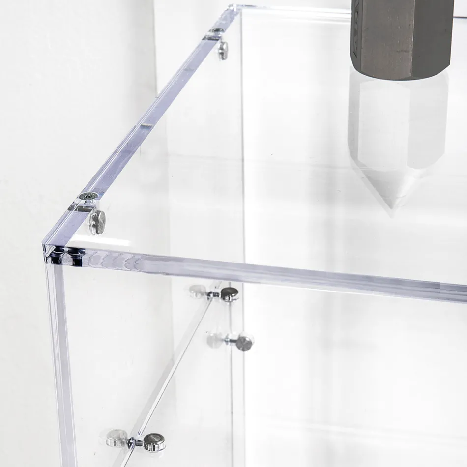 Bureau pratique autoportant en plexiglas transparent, fabriqué en Italie - Ghea Viadurini