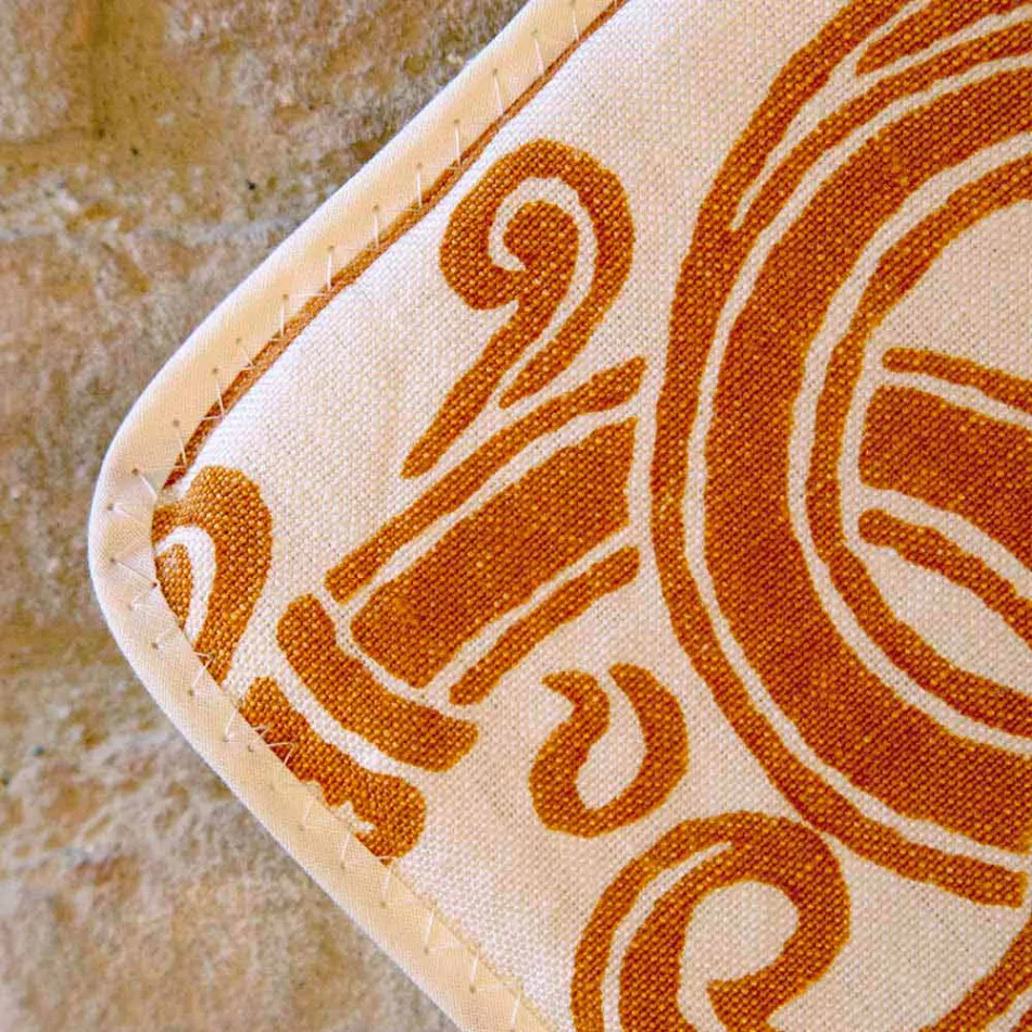 Maniques de l'art italien en pur lin avec pièce unique imprimée à la main - Marques Viadurini