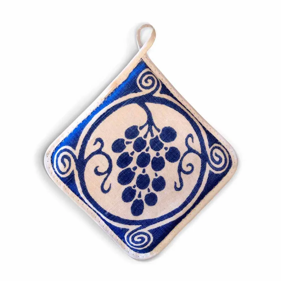 Maniques de l'art italien en pur lin avec pièce unique imprimée à la main - Marques Viadurini